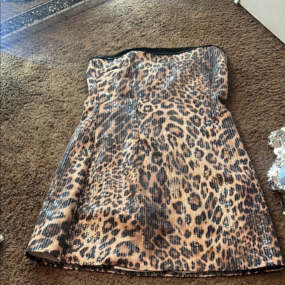 White Fox Boutique Brown Tan Strapless Sheath Dress